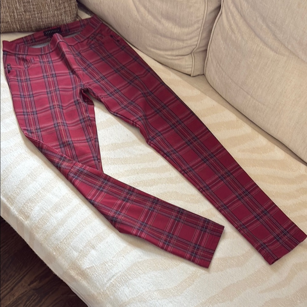 Sanctuary Red and Black Skinny Plaid Pants